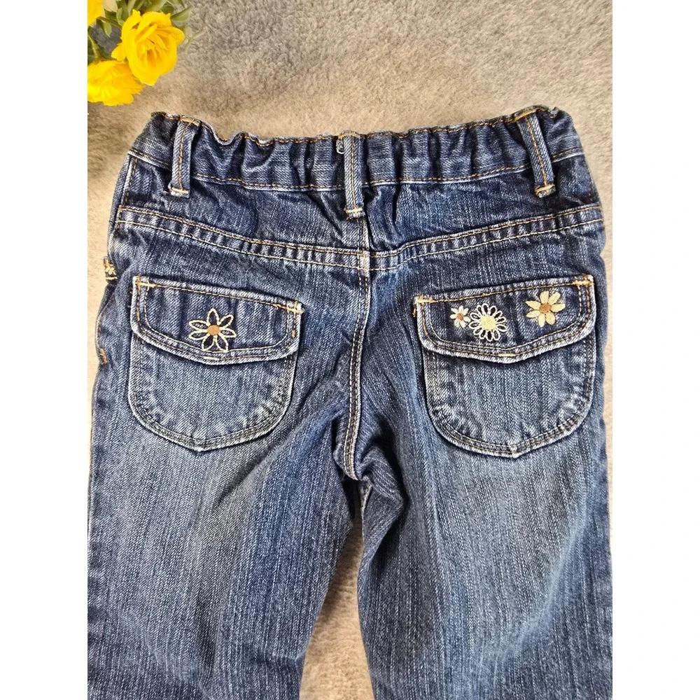 Genuine Kids by OshKosh Girls 5T Dark Wash Floral Embroidered Flare Jeans Target